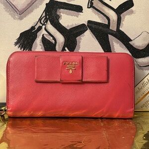 Prada Saffiano Leather Bow Wallet